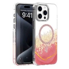 Epoxy MagSafe Back Case priekš Apple iPhone 17 Pro Max - Zelts / Rozā - silikona aizmugures apvalks no epoksīda sveķiem / bampers-vāciņš
