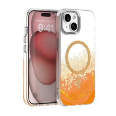 Epoxy MagSafe Back Case priekš Samsung Galaxy S25 FE 5G S731 - Zelts / Oranžs - silikona aizmugures apvalks no epoksīda sveķiem / bampers-vāciņš