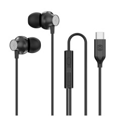 Forever EP-02 Wired Stereo Earphones with Remote and Mic USB Type-C - Melnas - Universālas USB-C stereo austiņas ar mikrofonu un pulti