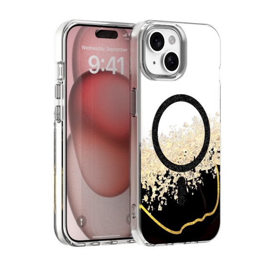 Epoxy MagSafe Back Case priekš Samsung Galaxy S26 Ultra 5G - Melns / Zelts - silikona aizmugures apvalks no epoksīda sveķiem / bampers-vāciņš