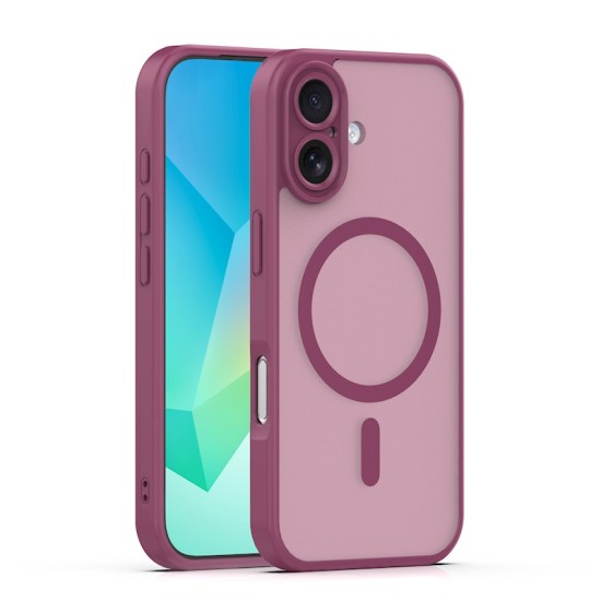 Mag Matt Case with MagSafe (camera protection) priekš Apple iPhone 17 Pro - Bordo - matēts silikona-plastikāta aizmugures apvalks / bampers-vāciņš