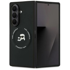 Karl Lagerfeld PU Karl and Choupette Heads Case with MagSafe KLHMZFD7PSMLRKCK priekš Samsung Galaxy Fold7 5G - Melns - mākslīgās ādas aizmugures apvalks