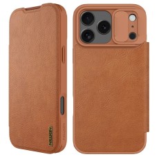 NILLKIN Qin Pro Series Card Holder Leather Flip Case priekš Apple iPhone 17 Pro - Brūns - sāniski atverams maciņš