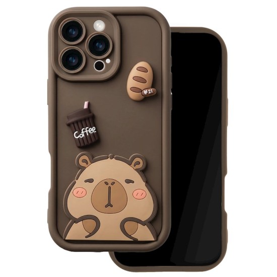 Ultra Trendy 3D Back Case priekš Apple iPhone 13 - Brūns - silikona aizmugures apvalks / bampers-vāciņš