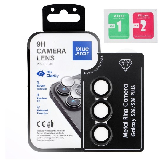 BlueStar Easy Install Camera Lens Tempered Glass protector priekš Samsung Galaxy S26 Plus 5G - Aizmugurējās kameras aizsargstikls
