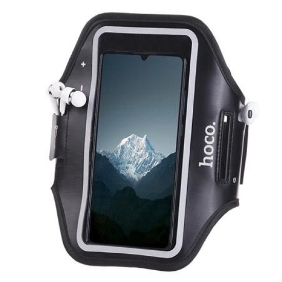 Hoco Sport Armband priekš viedtālruņiem ar 6.5 - 7.0 -inch ekrānu - Melns - Universāls maks ietvars - Sporta futlāris rokas aproce fitnesam saite