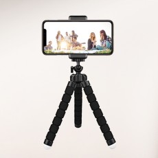 Octopus Tripod Bracket 360 Degree Rotation Mini Universal Mobile Phone Holder Stand - Melns - Universāla stiprinājuma statīvs