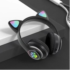 MZ (MZ-39m) Cat Ear Bluetooth 5.3 Wireless Headphones with Microphone Universālas Bezvadu Austiņas - Melnas