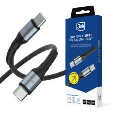 3MK 1.5M Hyper Cable PD 3.0 100W Fast Charging Type-C to Type-C cable - Melns - USB-C lādēšanas un datu kabelis / vads