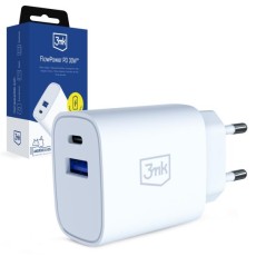 3MK FlowPower PD 3.0 / QC 4+ 30W Type-C / USB ligzda - Balts - ļoti ātrs tīkla lādētājs