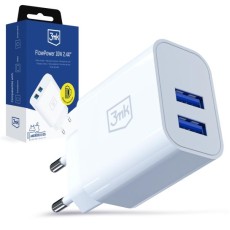 3MK PowerFlow 10W 2x USB ligzda - Balts - tīkla lādētājs