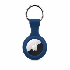 Soft TPU Protector Case with Keychain priekš Apple AirTag - Tumsi Zils - silikona apvalks / piekariņš bezvadu izsekošanas ierīcei