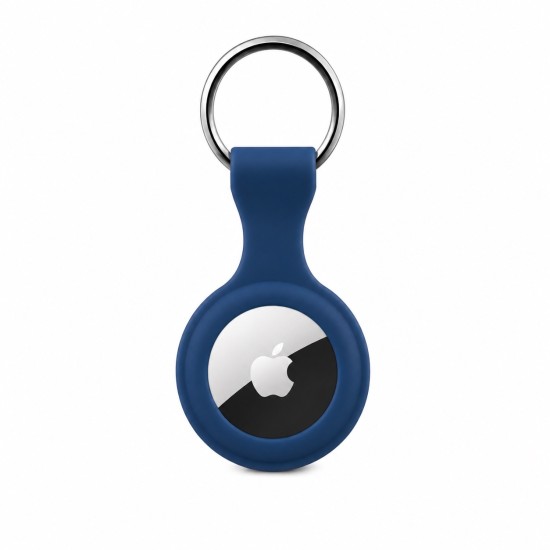 Soft TPU Protector Case with Keychain priekš Apple AirTag - Tumsi Zils - silikona apvalks / piekariņš bezvadu izsekošanas ierīcei