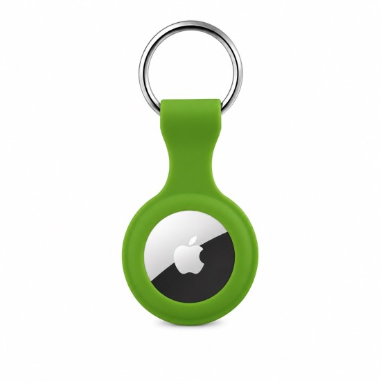 Soft TPU Protector Case with Keychain priekš Apple AirTag - Zaļš - silikona apvalks / piekariņš bezvadu izsekošanas ierīcei