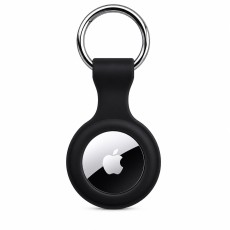 Soft TPU Protector Case with Keychain priekš Apple AirTag - Melns - silikona apvalks / piekariņš bezvadu izsekošanas ierīcei