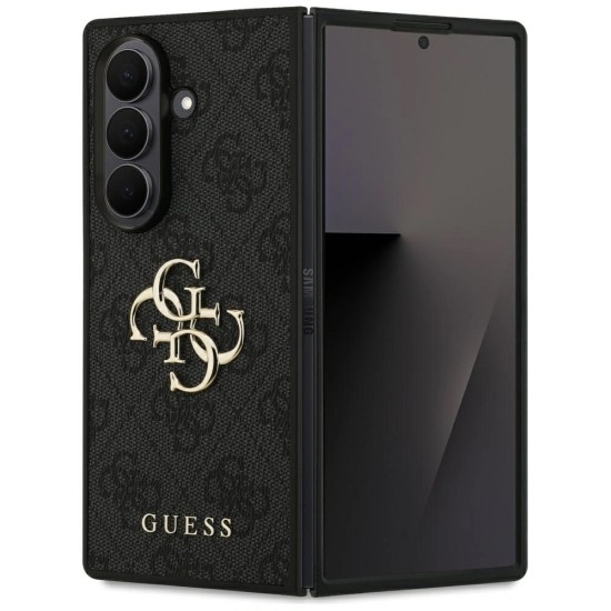Guess PU 4G Metal Logo Case GUHCZFD74GMGGR priekš Samsung Galaxy Fold7 5G - Melns - mākslīgās ādas aizmugures apvalks