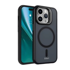 Etteri Morning Fog Back Case with MagSafe priekš Apple iPhone 15 Pro - Melns - silikona-plastikāta aizmugures apvalks / bampers-vāciņš