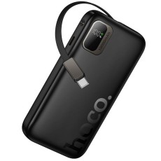 Hoco 10000mAh QC 3.0 / PD 20W Power Bank with USB-C cable and LED display - Melns - Ārējas uzlādes batereja lādētājs-akumulators (Power Bank)