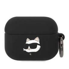 Karl Lagerfeld KLA4RUNIKK Silicone 3D Karl Head Case priekš Apple Airpods 4 - Melns - silikona apvalks bezvadu austiņu lādēšanas ierīcei
