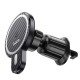 Hoco 15W Wireles QI Charger Air Vent Car Holder with MagSafe - Melns - Auto turētājs ventilācijas režģa ar iebūvētu bezvadu lādētāju
