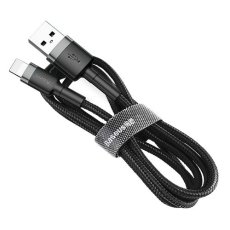 Baseus 2M Cafule 2A USB to Lightning cable - Melns - Apple iPhone / iPad lādēšanas un datu kabelis / vads