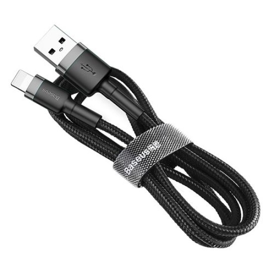 Baseus 2M Cafule 2A USB to Lightning cable - Melns - Apple iPhone / iPad lādēšanas un datu kabelis / vads