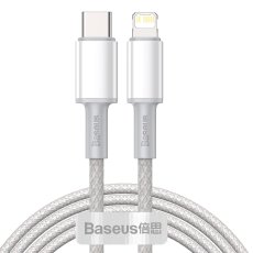 Baseus 1M High Density PD 20W Type-C to Lightning cable - Balts - Apple iPhone / iPad lādēšanas un datu kabelis / vads