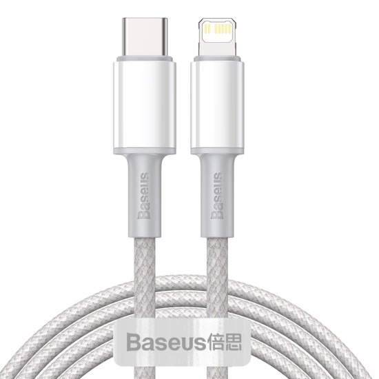 Baseus 1M High Density PD 20W Type-C to Lightning cable - Balts - Apple iPhone / iPad lādēšanas un datu kabelis / vads