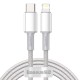 Baseus 1M High Density PD 20W Type-C to Lightning cable - Balts - Apple iPhone / iPad lādēšanas un datu kabelis / vads