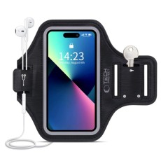 Tech-Protect M4 Universal Sport Armband priekš viedtālruņiem ar 6.5 inch ekrānu - Melns - Universāls maks ietvars - Sporta futlāris rokas aproce fitnesam saite