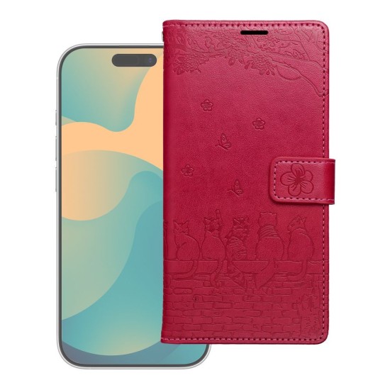 Forcell Mezzo Book Case priekš Samsung Galaxy S26 Plus 5G - Sārts / Kaķis - sāniski atverams maciņš ar stendu un auklu / grāmatveida maks