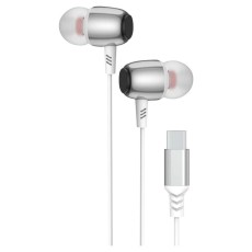 BlueStar M09C Wired Stereo Earphones with Microphone USB Type-C - Baltas - Universālas USB-C stereo austiņas ar mikrofonu un pulti