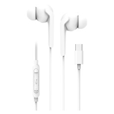 BlueStar M15C Wired Stereo Earphones with Remote and Microphone USB Type-C - Baltas - Universālas USB-C stereo austiņas ar mikrofonu un pulti