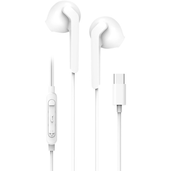 BlueStar PA-M15C Wired Stereo Earphones with Remote and Microphone USB Type-C - Baltas - Universālas USB-C stereo austiņas ar mikrofonu un pulti