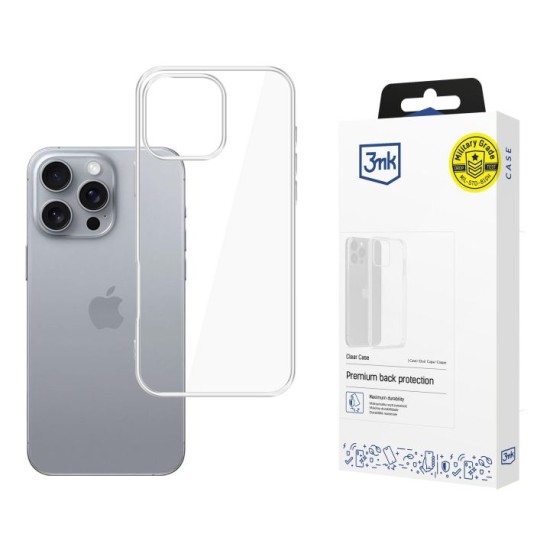 3MK Clear Case priekš Apple iPhone 16 Pro Max - Caurspīdīgs - silikona aizmugures apvalks / bampers-vāciņš