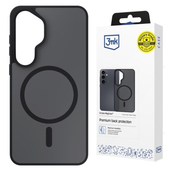 3MK Smoke MagSafe Case priekš Samsung Galaxy S26 5G - Melns - silikona aizmugures apvalks / bampers-vāciņš