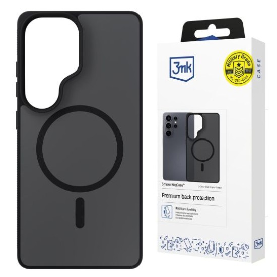 3MK Smoke MagSafe Case priekš Samsung Galaxy S26 Ultra 5G - Melns - silikona aizmugures apvalks / bampers-vāciņš