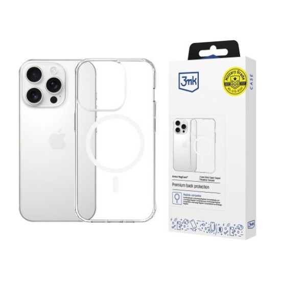 3MK Armor MagSafe Case priekš Apple iPhone 14 Pro - Caurspīdīgs - triecienizturīgs silikona aizmugures apvalks / bampers-vāciņš