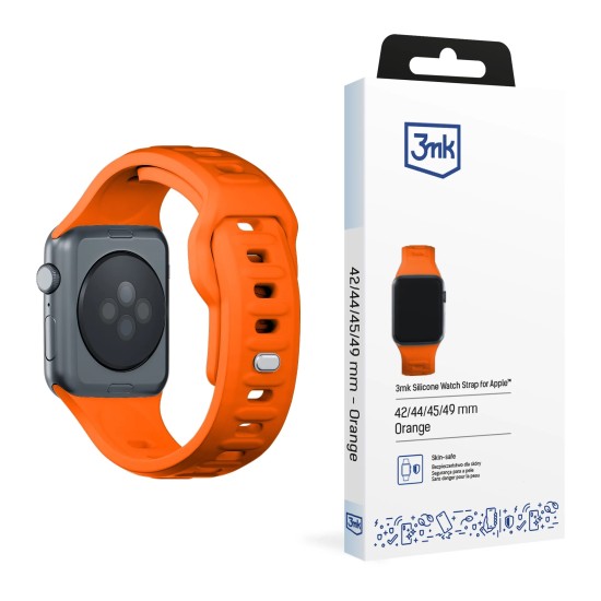3MK Silicone Watch Band (Large size) priekš Apple Watch 42 / 44 / 45 / 46mm / Ultra 49 mm - Oranžs - silikona siksniņa (josta) priekš pulksteņiem