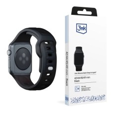 3MK Silicone Watch Band (Large size) priekš Apple Watch 42 / 44 / 45 / 46mm / Ultra 49 mm - Melns - silikona siksniņa (josta) priekš pulksteņiem