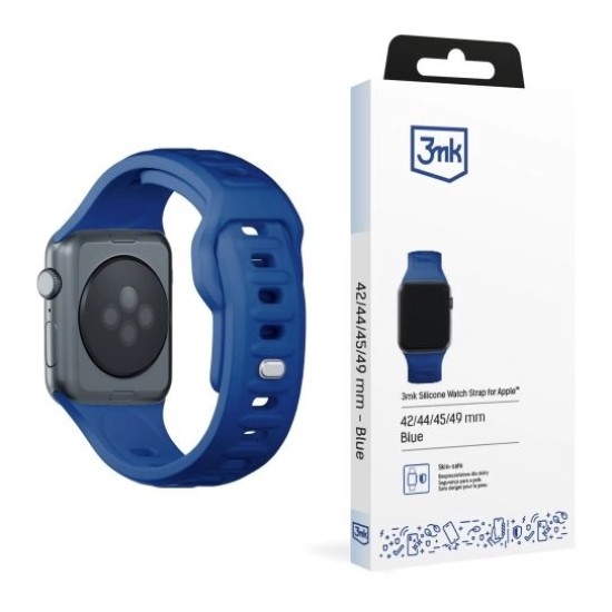 3MK Silicone Watch Band (Large size) priekš Apple Watch 42 / 44 / 45 / 46mm / Ultra 49 mm - Koši Zils - silikona siksniņa (josta) priekš pulksteņiem