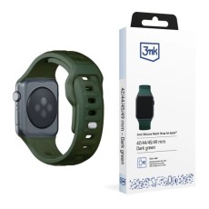 3MK Silicone Watch Band (Large size) priekš Apple Watch 42 / 44 / 45 / 46mm / Ultra 49 mm - Tumši Zaļš - silikona siksniņa (josta) priekš pulksteņiem