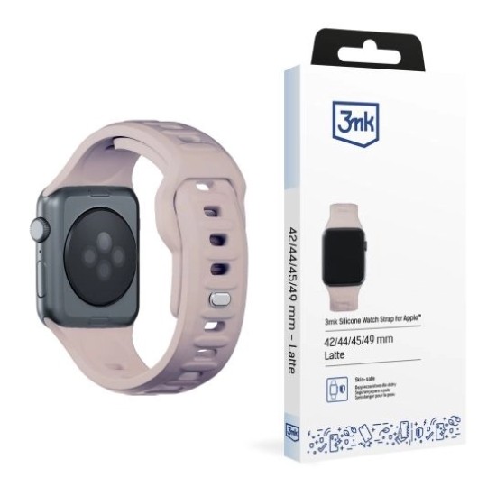 3MK Silicone Watch Band (Large size) priekš Apple Watch 42 / 44 / 45 / 46mm / Ultra 49 mm - Rozā Smilts - silikona siksniņa (josta) priekš pulksteņiem