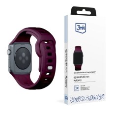 3MK Silicone Watch Band (Large size) priekš Apple Watch 42 / 44 / 45 / 46mm / Ultra 49 mm - Bordo - silikona siksniņa (josta) priekš pulksteņiem
