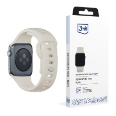 3MK Silicone Watch Band (Large size) priekš Apple Watch 42 / 44 / 45 / 46mm / Ultra 49 mm - Bēšs - silikona siksniņa (josta) priekš pulksteņiem
