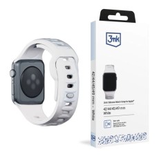 3MK Silicone Watch Band (Large size) priekš Apple Watch 42 / 44 / 45 / 46mm / Ultra 49 mm - Balts - silikona siksniņa (josta) priekš pulksteņiem