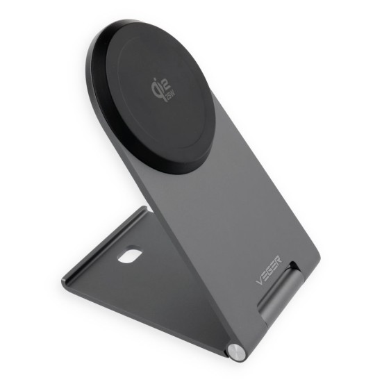 Veger Q3 Pro Foldable Qi2.2 25W Wireless Charger with MagSafe - Melns - Ātrs induktīvs bezvadu USB-C lādētājs paliktnis
