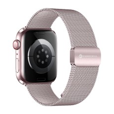 Forcell F-Design (FA14) Magnetic Steel Milanese Watch Strap priekš Apple Watch 42 / 44 / 45 / 46mm / Ultra 49 mm - Rozā Zelts - siksniņas (jostas) viedpulksteņiem no nerūsējoša tērauda ar magnētu