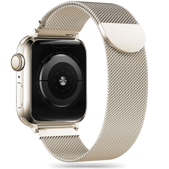 Tech-Protect Magnetic Milanese Metal Watch Band priekš Apple Watch 40 / 41 / 42 mm - Gaiši zeltains - siksniņa viedpulksteņiem no nerūsējoša tērauda ar magnētu