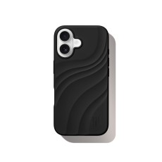 iDeal of Sweden Soft Swirl Silicone MagSafe Back Case priekš Apple iPhone 16 - Velvet Black - silikona aizmugures apvalks / bampers-vāciņš